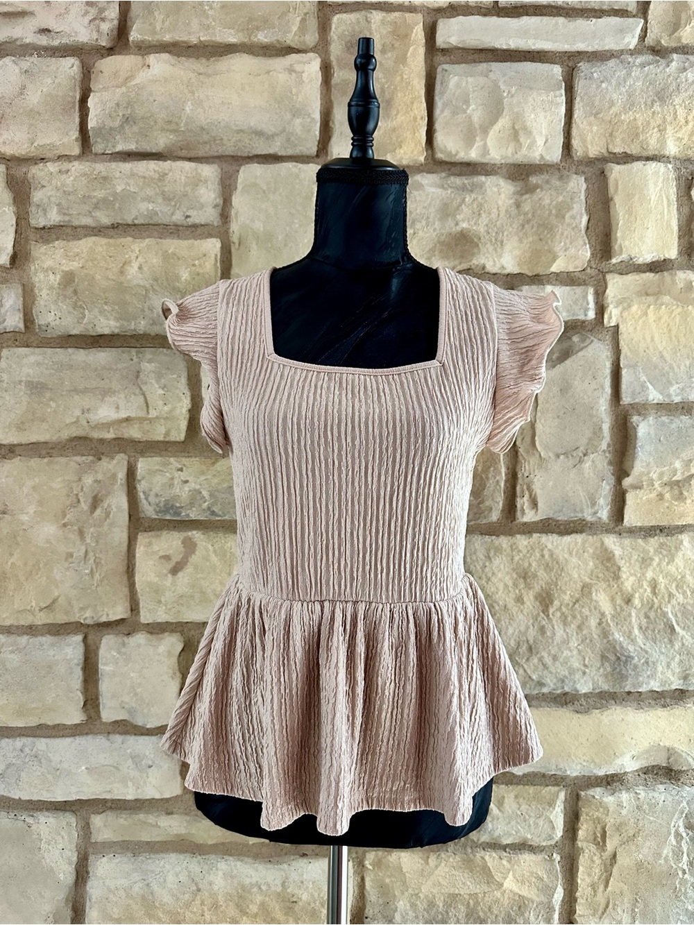 SHEIN Square-Neck Peplum Top